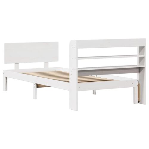 Sengeramme med sengegavl 75x190 cm massivt fyrretræ hvid