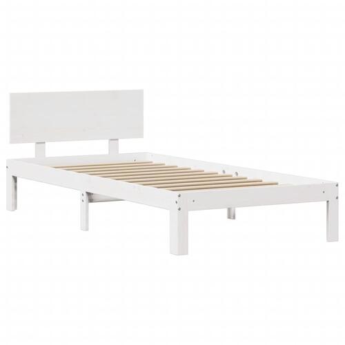 Sengeramme med sengegavl 75x190 cm massivt fyrretræ hvid