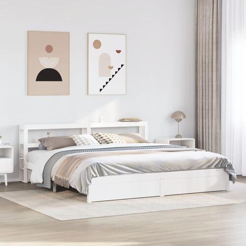 Sengeramme med hovedgærde uden madras Hvid 200x200 cm