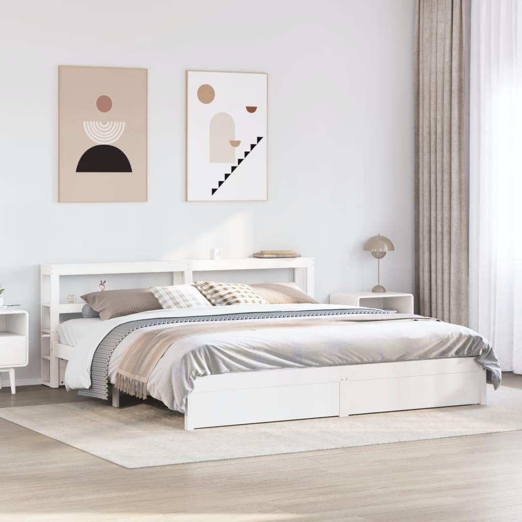 Sengeramme med hovedgærde uden madras Hvid 200x200 cm
