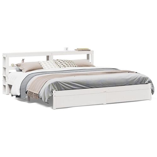 Sengeramme med hovedgærde uden madras Hvid 200x200 cm