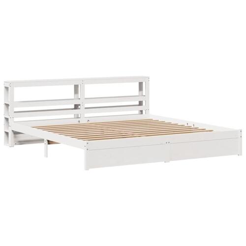 Sengeramme med hovedgærde uden madras Hvid 200x200 cm