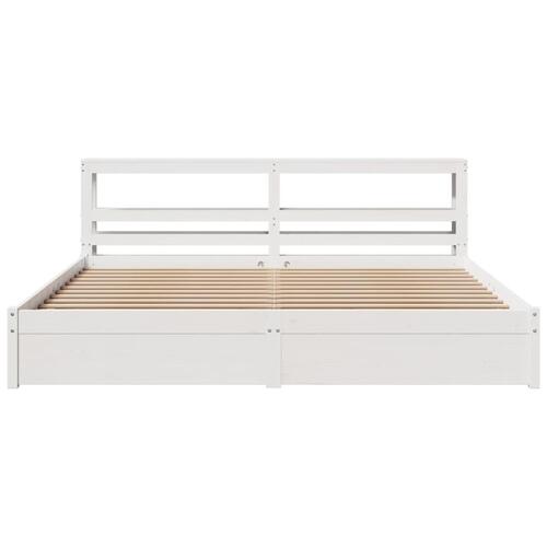 Sengeramme med hovedgærde uden madras Hvid 200x200 cm