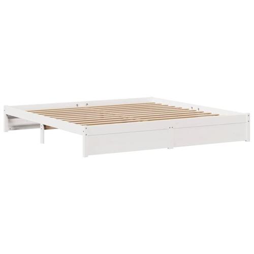 Sengeramme med hovedgærde uden madras Hvid 200x200 cm