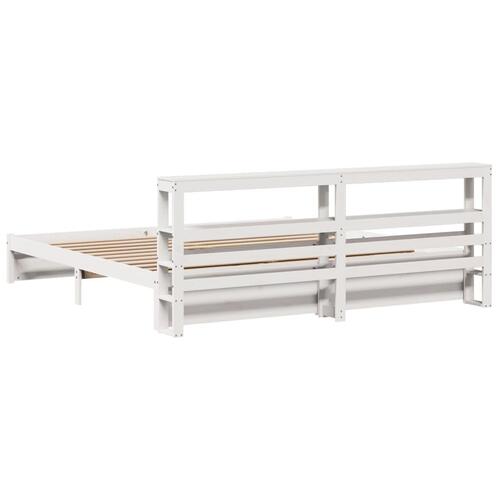 Sengeramme med hovedgærde uden madras Hvid 200x200 cm