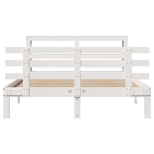 Sengeramme med sengegavl 150x200 cm massivt fyrretræ hvid