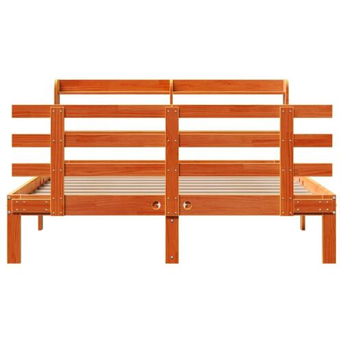 Sengeramme med sengegavl 140x190 cm massivt fyrretræ gyldenbrun