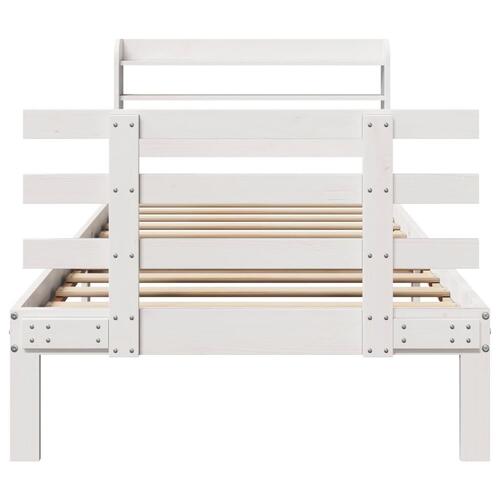 Sengeramme med sengegavl 75x190 cm massivt fyrretræ hvid