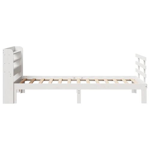 Sengeramme med sengegavl 75x190 cm massivt fyrretræ hvid