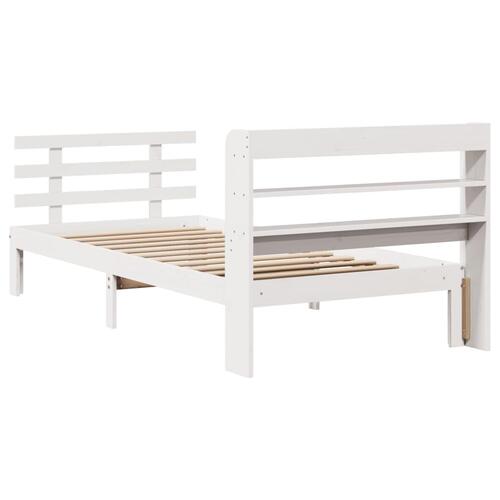 Sengeramme med sengegavl 75x190 cm massivt fyrretræ hvid