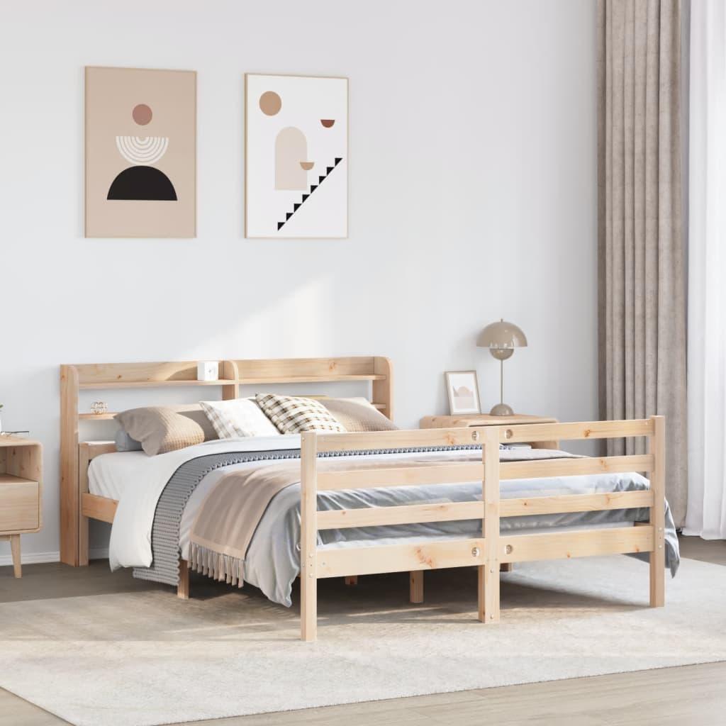 Sengeramme med sengegavl 120x190 cm massivt fyrretræ