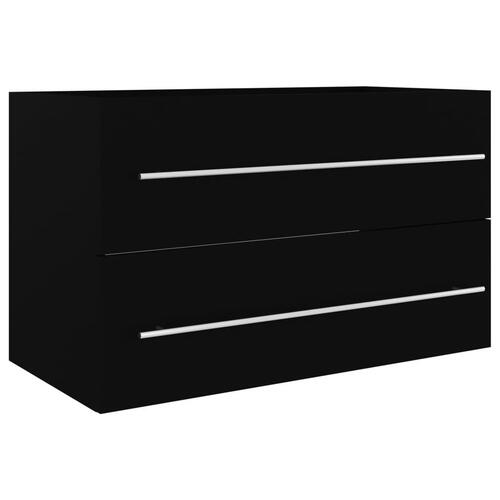 Skab til håndvask 80x38,5x48 cm konstrueret træ sort