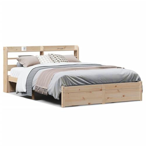 Sengeramme med sengegavl 140x190 cm massivt fyrretræ