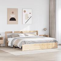 Sengeramme med sengegavl 180x200 cm massivt fyrretræ