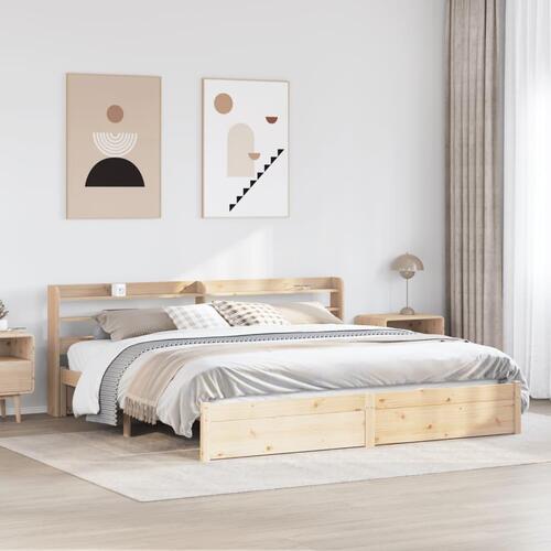 Sengeramme med sengegavl 180x200 cm massivt fyrretræ