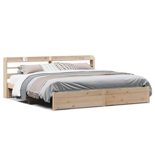 Sengeramme med sengegavl 180x200 cm massivt fyrretræ