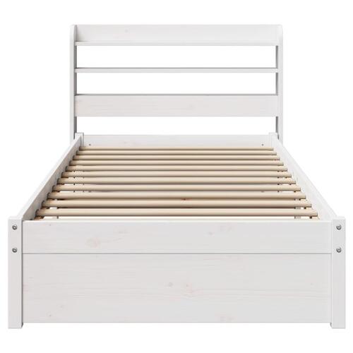 Sengeramme med sengegavl 75x190 cm massivt fyrretræ hvid