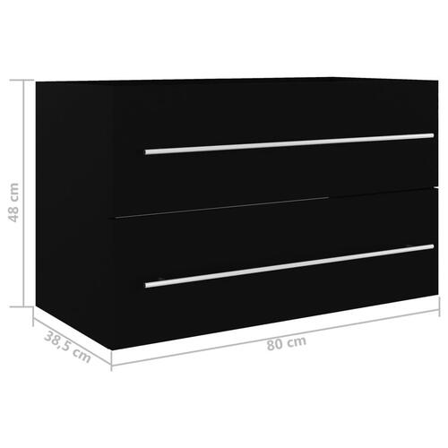 Skab til håndvask 80x38,5x48 cm konstrueret træ sort