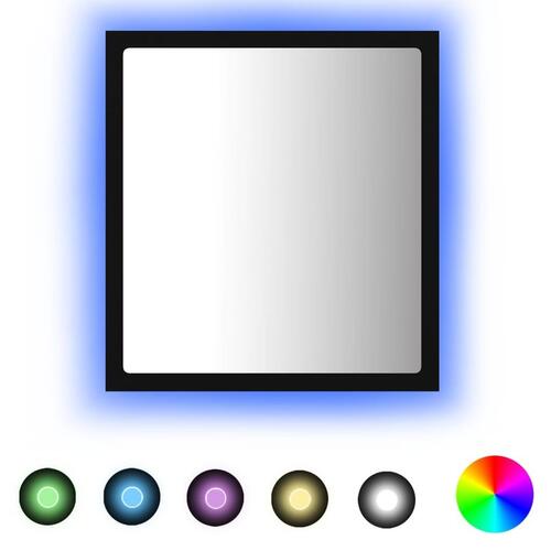 Badeværelsesspejl med LED-lys 40x8,5x37 cm akryl sort