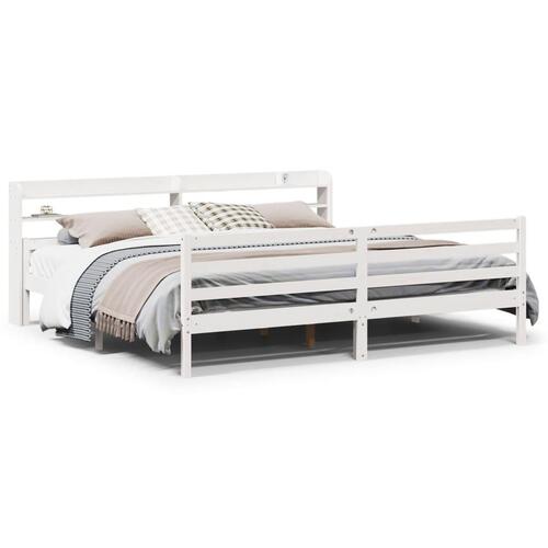 Sengeramme med hovedgærde uden madras Hvid 200x200 cm