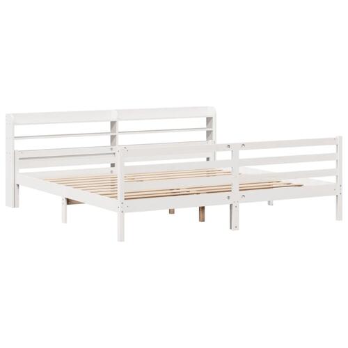 Sengeramme med hovedgærde uden madras Hvid 200x200 cm