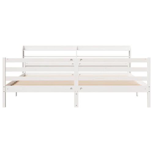 Sengeramme med hovedgærde uden madras Hvid 200x200 cm