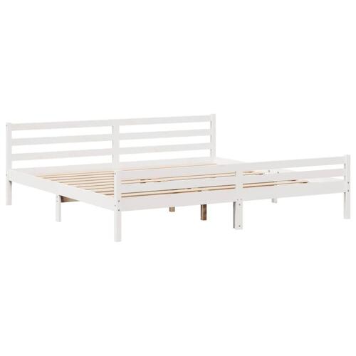 Sengeramme med hovedgærde uden madras Hvid 200x200 cm