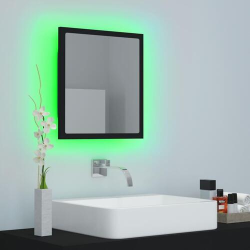Badeværelsesspejl med LED-lys 40x8,5x37 cm akryl sort