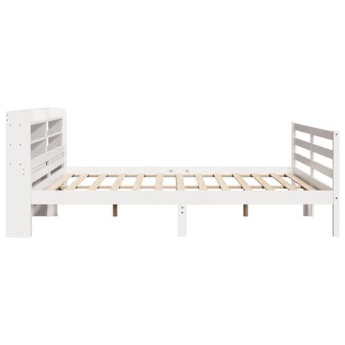 Sengeramme med hovedgærde uden madras Hvid 200x200 cm