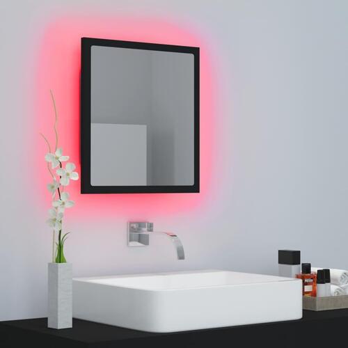 Badeværelsesspejl med LED-lys 40x8,5x37 cm akryl sort