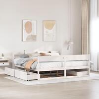 Sengeramme uden madras 200x200 cm massivt fyrretræ hvid