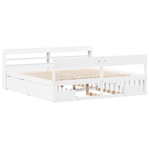 Sengeramme uden madras 200x200 cm massivt fyrretræ hvid