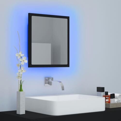 Badeværelsesspejl med LED-lys 40x8,5x37 cm akryl sort