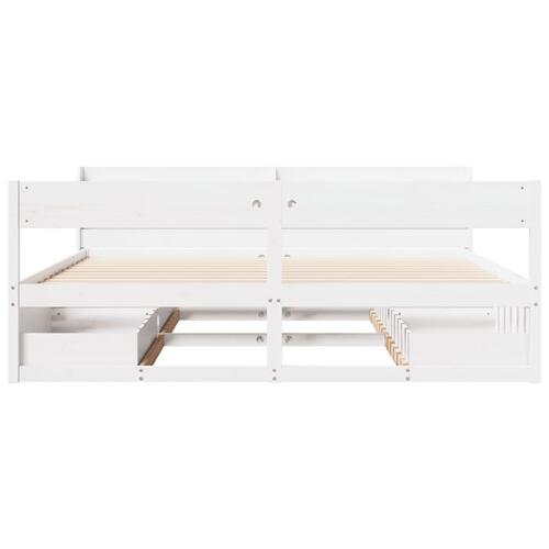 Sengeramme uden madras 200x200 cm massivt fyrretræ hvid