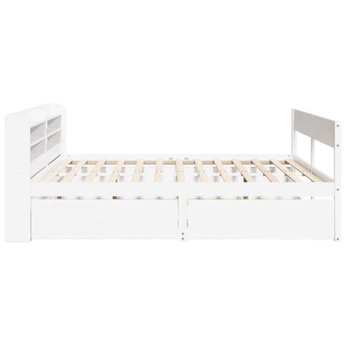 Sengeramme uden madras 200x200 cm massivt fyrretræ hvid
