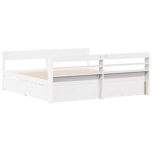 Sengeramme uden madras 200x200 cm massivt fyrretræ hvid