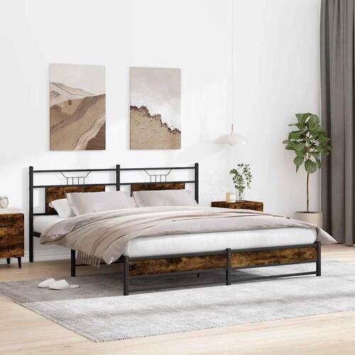 Sengeramme uden madras 180x200 cm metal røget egetræsfarve