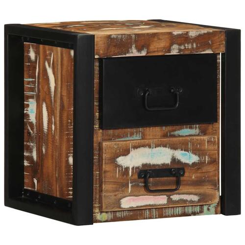 Sengeskabe 2 stk 40x35x40 cm massivt genbrugstræ flerfarvet