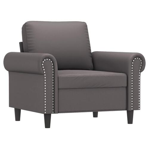 Sofastol med fodskammel 60 cm kunstlæder grå