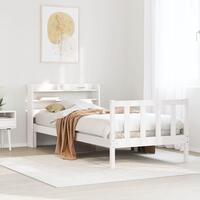 Sengeramme uden madras 75x190 cm massivt fyrretræ hvid