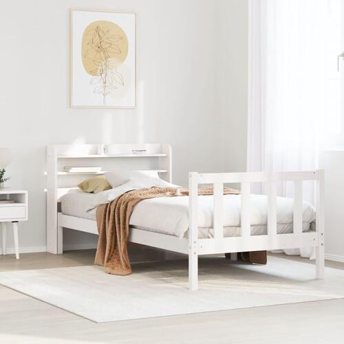 Sengeramme uden madras 75x190 cm massivt fyrretræ hvid