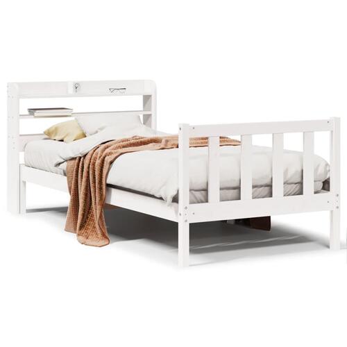 Sengeramme uden madras 75x190 cm massivt fyrretræ hvid
