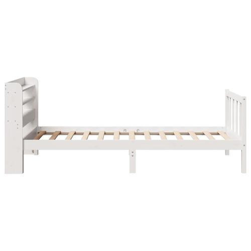 Sengeramme uden madras 75x190 cm massivt fyrretræ hvid
