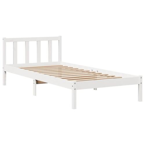 Sengeramme uden madras 75x190 cm massivt fyrretræ hvid