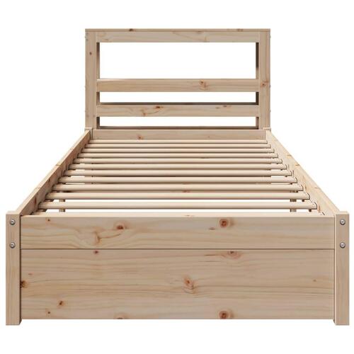 Sengeramme med sengegavl 100x200 cm massivt fyrretræ