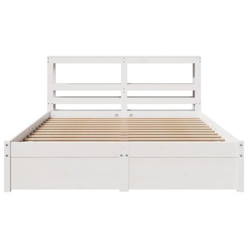 Sengeramme med sengegavl 150x200 cm massivt fyrretræ hvid