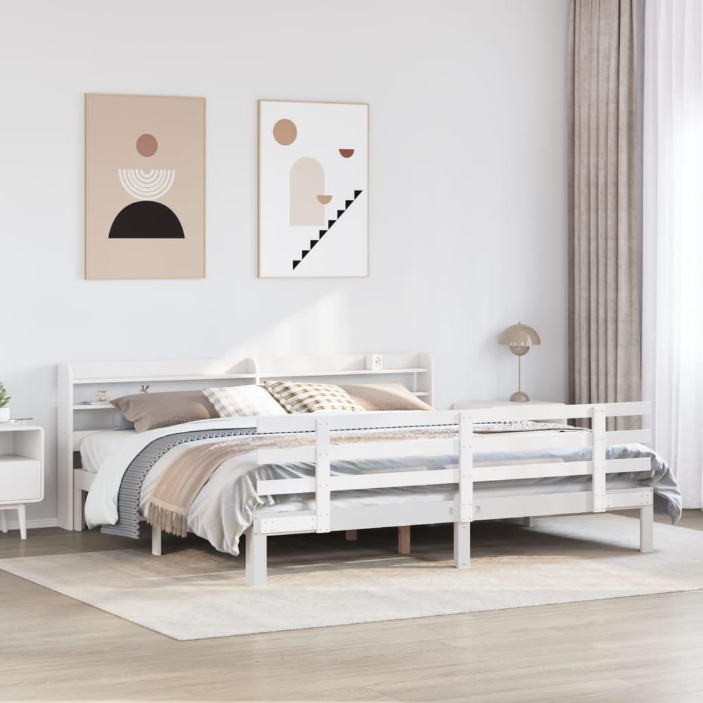 Sengeramme med hovedgærde uden madras Hvid 180x200 cm