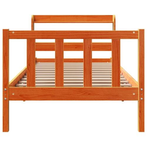 Sengeramme med sengegavl 75x190 cm massivt fyrretræ gyldenbrun