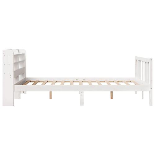 Sengeramme med sengegavl 150x200 cm massivt fyrretræ hvid