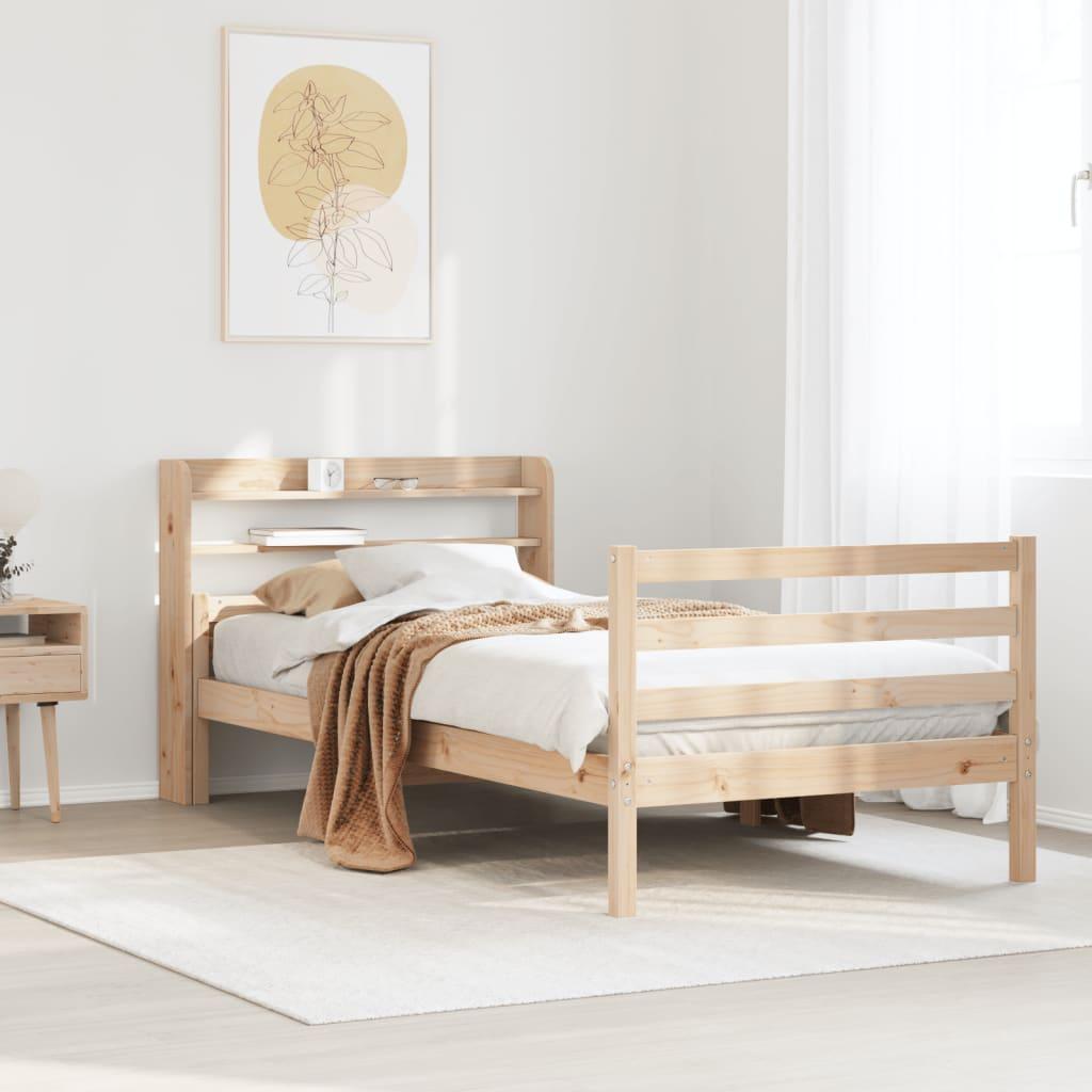 Sengeramme med sengegavl 75x190 cm massivt fyrretræ